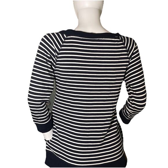 BANANA REPUBLIC Round Neck Navy & White Striped Pullover Sweatshirt Women's S - Picture 4 of 5